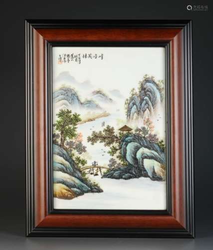 Chinese Famille Rose Porcelain Plaque, Signed