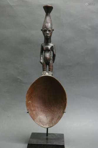 African Wood Carving of a Large Spoon