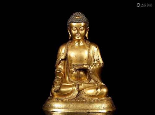 Chinese Gilt Bronze Buddha, Marked