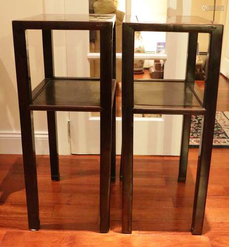 Pair of Late Qing Dynasty Wood High Stands