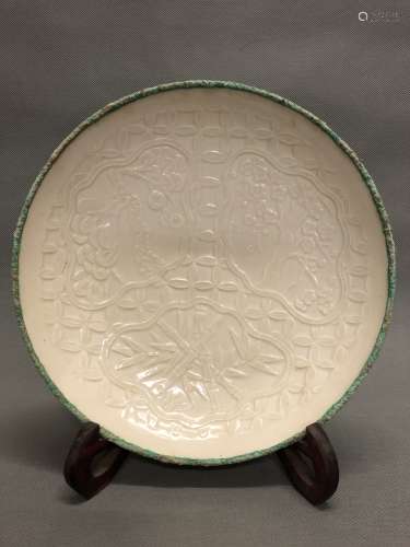 Chinese White Glazed Ceramic Plate