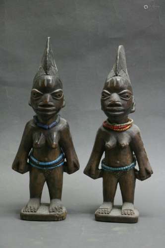 Pair of African Wood Carving Figures