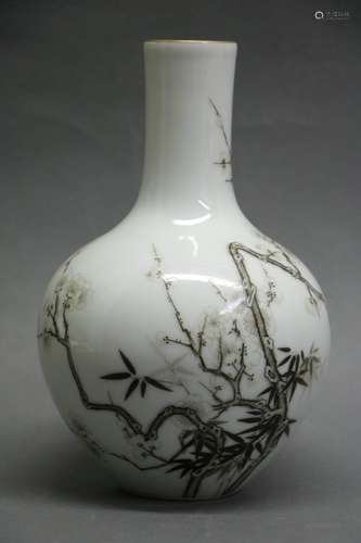 Republic Chinese Porcelain Vase, Marked