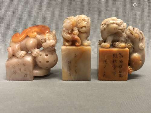 3 Pieces of Chinese Soapstone Seals