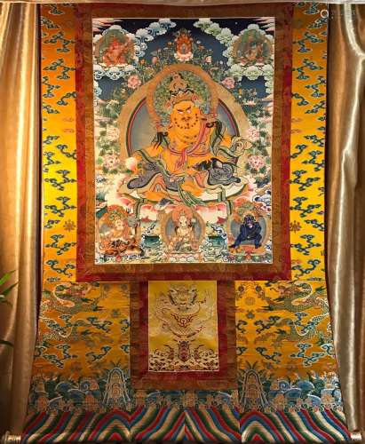 Tibetan Thangka of God of Wealthy