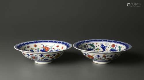 Pair of Chinese Dou Cai Porcelain Dishes