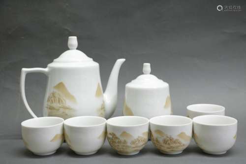 Chinese Culture Revolution Period TeaSet w/ 6 Cups