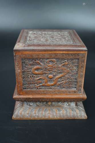 A Carved Wood Seal Box