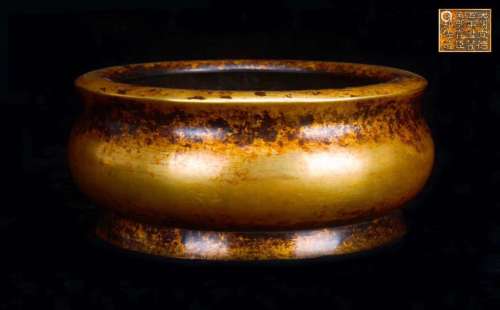 A Gilt Bronze Round Censer