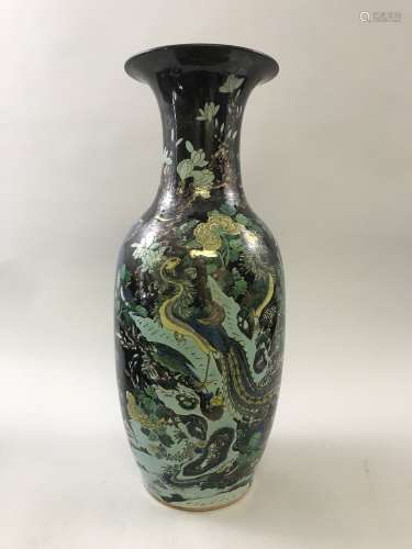 A Green and Black Glazed Vase