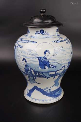 A Blue and White Container