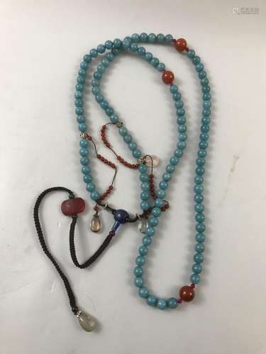 A Blue Glass Beads Necklace