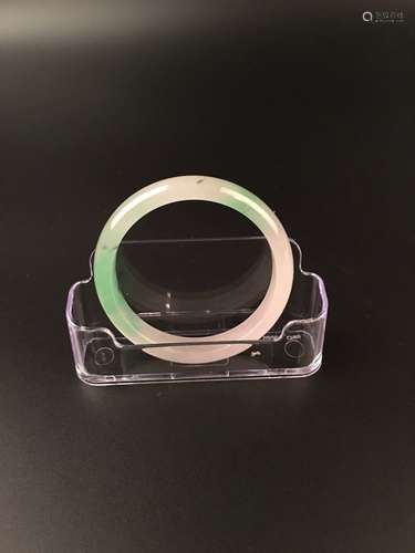 Green and White Jadeite Bangle