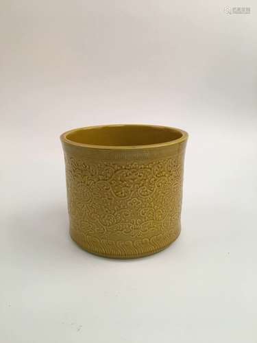 Chinese Yellow Glaze Brush Pot