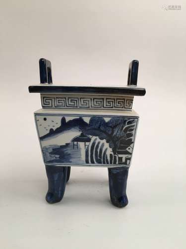 Chinese Blue and White Porcelain Censer