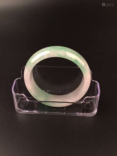 Chinese Green and White  Jadeite Bangle