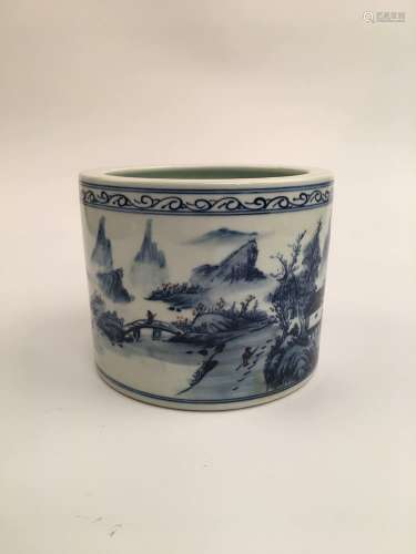 Chinese Blue and White Porcelain Brush Pot