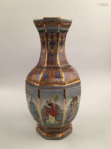 Chinese Famille Rose Porcelain Immortals Vase