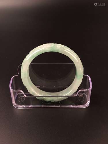 Chinese Green Jadeite Bangle Carving