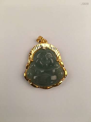 Chinese Green Jade Buddha Pendant