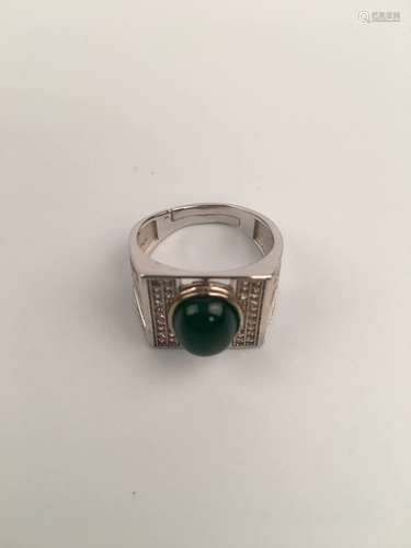 Chinese Siler and Green Jade Ring