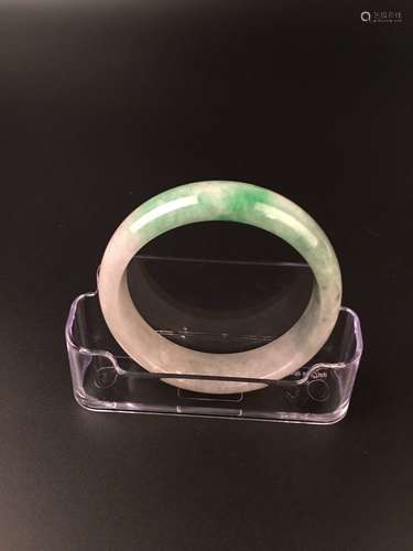 Green and White Jadeite Bangle