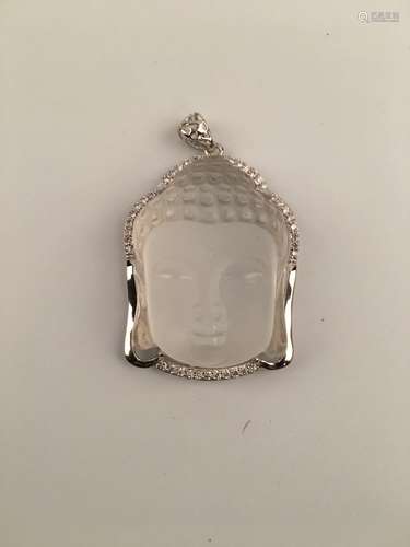 Chinese Silver and Crystal Buddha Pendant