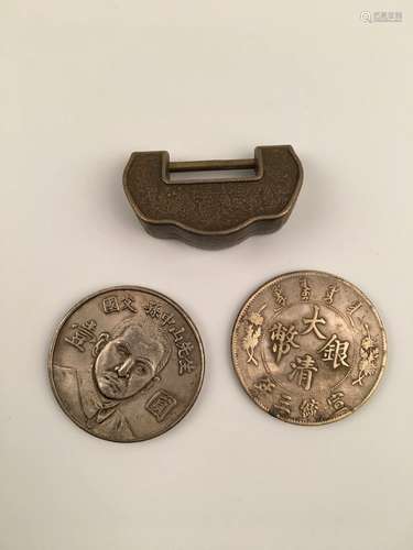 Chinese Old Silver Coins and Silver Lock