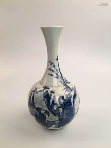 Chinese Qing Blue and White Porcelain Vase