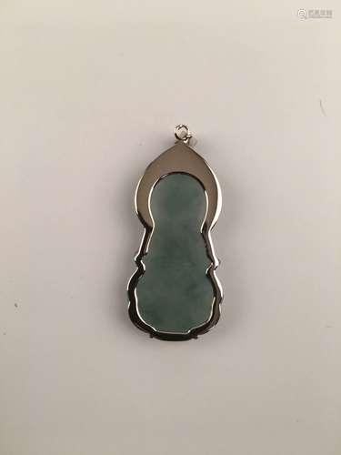 Chinese Silver Green Jade Pendant