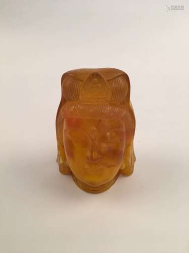 Chinese Amber Guanyin Head