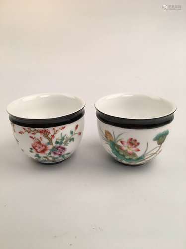 A Pair Chinese Famille Rose Cup