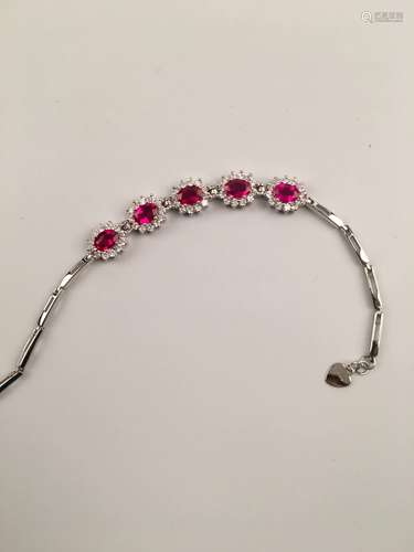 Silver Bracelet with Rubies