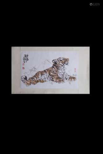 Chinese Color Painting on Paper , Tiger