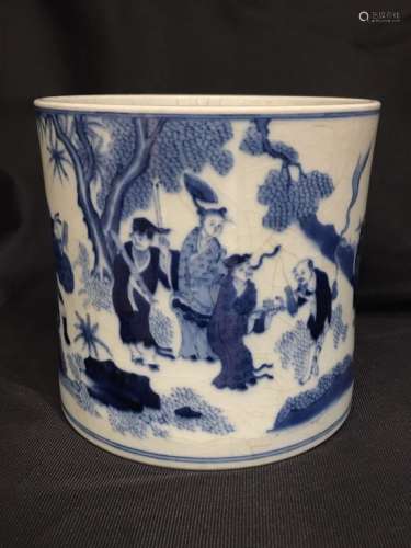 Qing Chinese Blue&White Brush Pot
