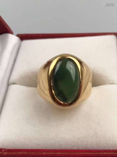 24K Gold Ring with Chinese Jadeite
