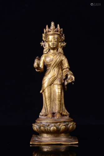 Chinese Gilt Bronze Standing Buddha