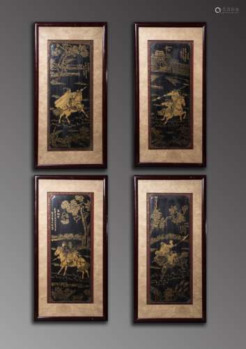 Four Chinese Lacquer Pantings
