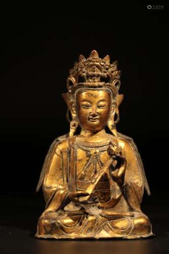 Chinese Gilt Broonze Seated Guanyin