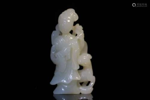 Chinese White Jade Carved Lady