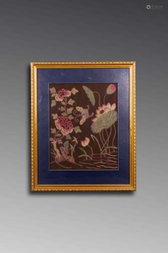 Qing Chinese Silk Embroidery , Flowers