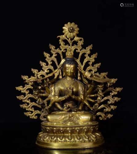 Qing Tibetan Gilt Bronze Seating Buddha