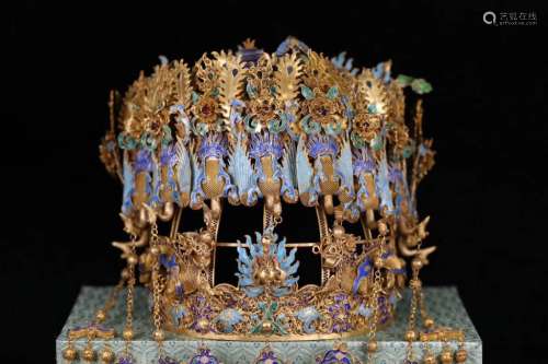 Chinese Silver Enamel Crown