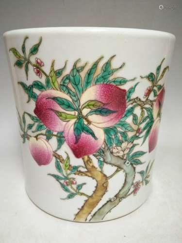 Chinese Faille Rose Brush Pot