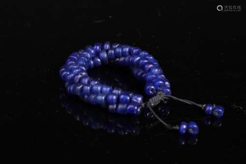 Chinese Blue Glass Beads Bracelet