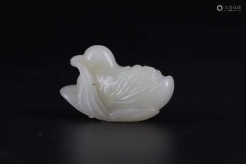 Chinese White Jade Carved Goose