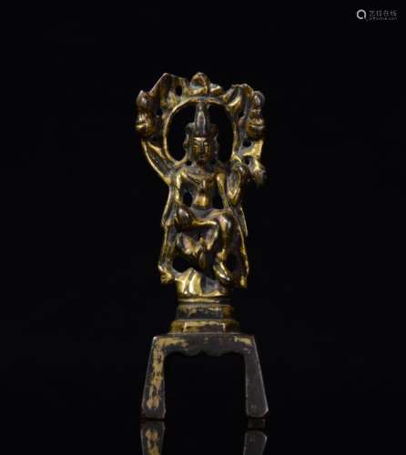Chinese Gilt Bronze Standing Guanyin, Tang