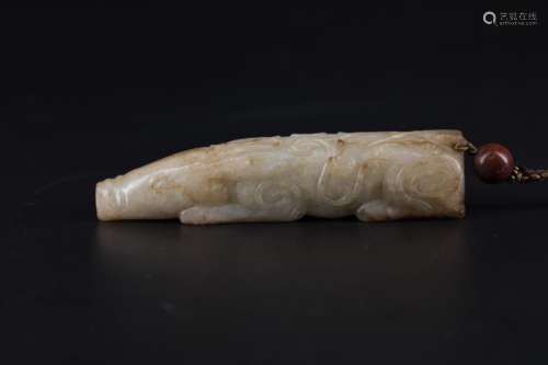 Chinese White Jade Carved Pig