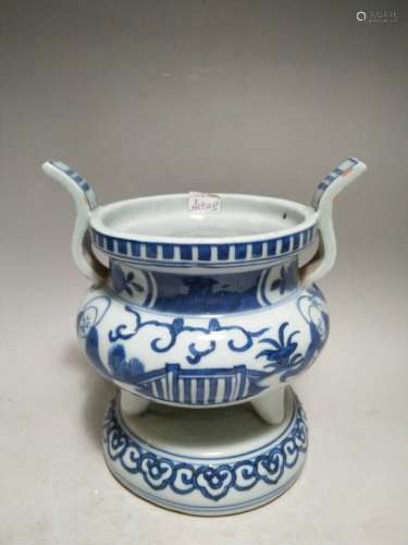Chinese Ming Style Blue &White Porcelain Burner