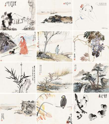 李可染（1907～1989）、林风眠（1900～1991）、赵无极（1921～2013）、丁衍庸（1902～1978）、关山月（1912～2000）、黎雄才（1910～2001）、黄君璧（1898～1991）等 国立艺专名家集锦册